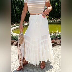 CAPE COD TIERED MAXI SKIRT WHITE